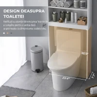 kleankin Dulap WC deasupra toaletei, dulap de depozitare de baie cu rafturi și dulap cu uși duble, raft reglabil(m-5)