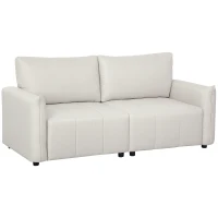HOMCOM Canapé 3 places, accoudoirs et dossier rembourrés, canapé en tissu aspect lin crème(m-1)