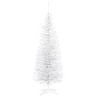 HOMCOM 5ft Artificial Christmas Tree, Pencil Slim Xmas Tree with Study Stand and Realistic Branches, White(m-12)