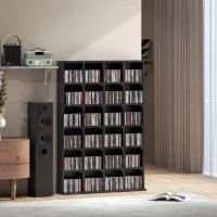 HOMCOM Meuble de rangement multimédia 456 CD/ 336 DVD - bibliothèque en bois avec étagères réglables, 89 x 130,5 cm, noir(m-10)