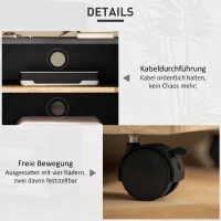 HOMCOM TV-Board auf Rollen mit Bremsen, TV-Möbel mit Schrank und verstellbarer Ablage, Schwarz und Eiche(m-5)