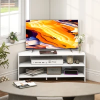 HOMCOM Mobil TV de colț pentru 47" max cu 2 rafturi deschise, din lemn, 110x36x45 cm, alb(m-7)