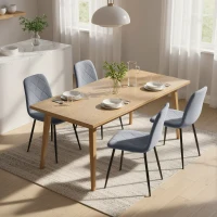 HOMCOM Conjunto de 4 Cadeiras de Jantar Modernas Cadeiras de Cozinha Estofadas em Veludo com Pés de Aço 45x54x87 cm Cinza(m-2)