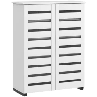 HOMCOM Mobile Scarpiera a 5 Livelli con 4 Ripiani Regolabili e Ante a Doghe, in Legno, 76x33Px98 cm, Bianco(m-1)