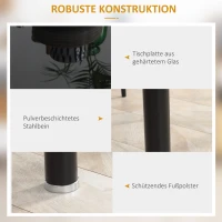 HOMCOM 5-delige Eetkamerset Tafel en 4 Stoelen, Modern Design, Glazen Tafel, Zwart(m-7)
