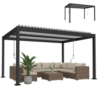 Outsunny Pergola Bioclimatique 4x3m en Aluminium à Toit Louvred Ajustable, Protection Soleil, pour Jardin Extérieur, Blanc(m-16)