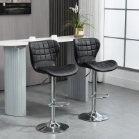 HOMCOM Lot de 2 Tabourets de Bar Design Contemporain Hauteur d'assise réglable 59-81 cm pivotant 360° PU noir(m-10)