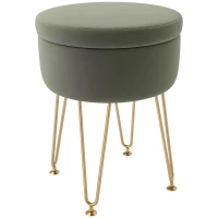 HOMCOM 5L Velvet-Feel Storage Ottoman - Green(m-1)