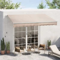 Outsunny Toldo Manual Retrátil 295x200 cm Toldo para Varanda com Manivela de Metal Impermeável e Anti-UV para Jardim Terraço Bege(m-10)