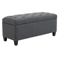 HOMCOM Banc de rangement pouf salon bout de lit coffre de rangement pour salon, chambre, entrée, 100 x 40 x 44 cm, gris foncé(m-11)