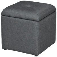 HOMCOM Taburet cu Spațiu de Depozitare Tapițat din Material Teddy Moale pentru Living și Dormitor, 39x39x39cm, Gri(m-12)