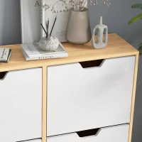 HOMCOM Dulap Pantofar Modern cu 4 Sertare Rabatabile si Raft Reglabil, Organizator de Depozitare pentru Dulap Pantofar de Hol pentru 16 Perechi de Pantofi, Natur(m-8)