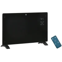 HOMCOM Aquecedor Elétrico 1000W/2000W Aquecedor por Convecção de Parede com Ecrã LED Termostato Regulável 78x24x52 cm Preto(m-1)