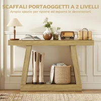 HOMCOM Tavolo Consolle 140 cm, Retro Divano con Contenitore, Rovere.(m-5)