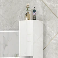 kleankin Armário Alto e Estreito para Casa de Banho com Portas e Prateleiras Ajustáveis 30x30x181,5 cm Branco Brilhante(m-8)