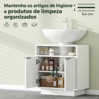HOMCOM Móvel para Lavatório Pousar com 2 Portas Canaladas para Lavatório com ou sem Pedestal  60x33x63 cm Branco(m-6)