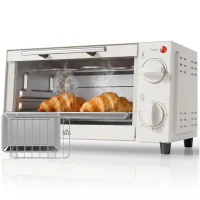 HOMCOM Minibackofen, 9 L Mini-Ofen mit Backblech, Grillrost, mit einstellbarer Temperatur und Garzeit, Edelstahl, Cremeweiß(m-12)