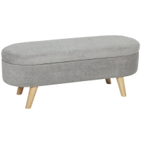 HOMCOM Banco para Pé de Cama Banco de Armazenamento com Pés de Madeira e Assento Acolchoado 110x40x43 cm Cinzento