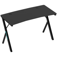 HOMCOM Birou Gaming cu lumini LED RGB reglabil și picioare în formă de K, din lemn și oțel, 120x60x75 cm, negru(m-1)