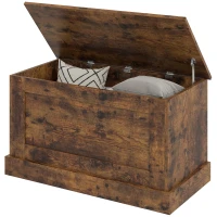 HOMCOM Coffre de rangement, coffre à jouets, avec charnière de sécurité, pour salon, en bois, 80 x 40 x 45 cm, brun rustique(m-12)