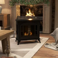 HOMCOM Cheminée à l'éthanol bioéthanol sur pieds avec réservoir 0,9 L environ 3 h de durée de combustion couverture 25 m² noir(m-10)