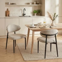HOMCOM Esszimmerstühle Gepolstert Küchenstühle mit Stahlbeinen Beige(m-2)