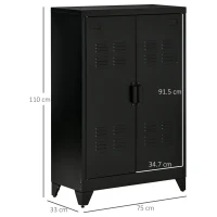 HOMCOM Dulapior Multifunctional cu 2 Usi Stil Industrial, Dulapior Metalic pentru Casa si Garaj - Gri(m-3)