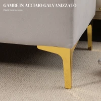 HOMCOM Panca Contenitore Fondo Letto con Tessuto Vellutato e Gambe Dorate, 120x44x44.5cm, Grigio Chiaro(m-7)