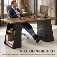 HOMCOM Schreibtisch mit 4 offenen Ablagen, Industrial Design, 140 cm, Braun-Schwarz(m-6)