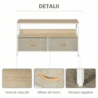 HOMCOM Dulap TV de 47" cu Sertare Pliabile din Material Textil și Raft din Metal și MDF, 98x29x56cm, Culoare Lemn(m-6)