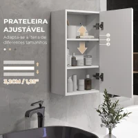 kleankin Móvel de Casa de Banho Suspenso com Prateleira Ajustável para Cozinha Lavandaria Quarto Branco Brilhante(m-5)