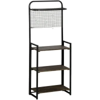 HOMCOM Estante Dobrável com 4 Níveis Estante de Estilo Industrial de Armazenamento com 5 Ganchos e Anti-Rolamento para Sala de Estar Escritório Dormitório 60x30x150cm Preto(m-10)