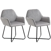 HOMCOM Velvet-Feel Plisse Back Accent Chair - Grey(m-11)