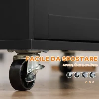 HOMCOM Carrello da Cucina con Armadietto, 2 Cassetti e Portaspezie, Isola da Cucina in Legno, 89x45x89.5cm, Nero(m-6)