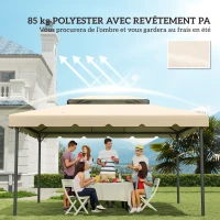 Outsunny Toile de rechange pour pavillon tonnelle tente toit de remplacement gazebo de jardin tissu polyester 4 x 3 m crème(m-6)
