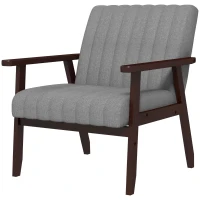 HOMCOM Poltroncina da Camera Moderna Imbottita in Tessuto e Legno con Cuciture Tubolari, Grigio(m-10)