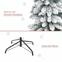 HOMCOM Árvore de Natal Estreita Nevada 180 cm com 395 Ramos e Suporte Metálico Dobrável para Sala de Estar, Interior, Verde(m-7)