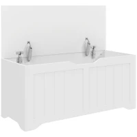 HOMCOM Panca Contenitore con Apertura a Ribalta e Cerniere di Sicurezza, 80x40x45 cm, Bianco(m-1)