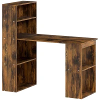 HOMCOM 120cm Computer Desk, Wooden PC Laptop Table with 6-Tier Storage Bookshelves, Home Office Working Study Desk, Writing Workstation, Rustic Brown Wood-Effect(m-1)