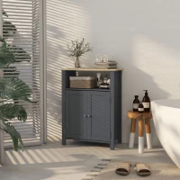 kleankin Mobiletto Bagno a 3 Ripiani in MDF e Truciolato con Ripiano Interno Regolabile, 60x30x80.5 cm(m-10)