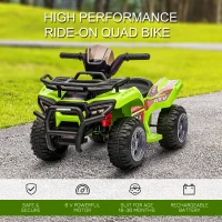 HOMCOM 6V Kids Electric Ride on Car Toddlers Quad Bike All Terrain Vehicle Toy With Music for 18-36 months Green(m-4)