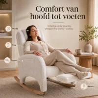 Teddy Schommelstoel met Voetensteun Comfortabele Voedings en Relaxfauteuil met Hoge Rugleuning Wit(m-4)