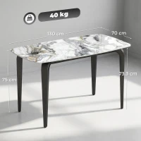 HOMCOM Dining Table for 4, Modern Kitchen Table with Sintered Stone Tabletop, Metal Legs, White(m-3)
