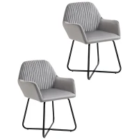 HOMCOM Velvet-Feel Plisse Back Accent Chair - Grey(m-1)