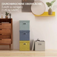 HOMCOM Set 4 cutii pentru dulapuri din material textil cu capac și pliabile 30x30x29cm, albastru, crem, verde și gri deschis(m-8)