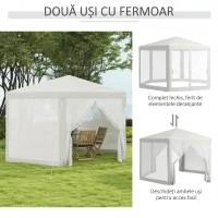 Outsunny Pavilion hexagonal de grădină cu dublă intrare, din metal și poliester, 3.94x3.94x2.5 m, crem(m-5)