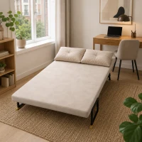HOMCOM Slaapbank 2-zitsbank Fluweelbank, Slaapfunctie, incl. 2 kussens, Fluweel Optiek, Natuur + Beige + Zwart(m-7)