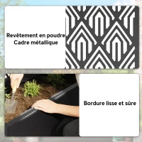 Outsunny Jardinière avec treillis, bac à fleurs, avec brise-vue, pour plantes grimpantes, métal, 45 x 21,5 x 110 cm, noir(m-6)