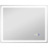 HOMCOM Oglindă de baie anti-aburire cu lumină LED reglabilă, difuzor Bluetooth, butoane tactile, 80x100 cm(m-1)