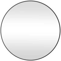 HOMCOM Round Bathroom Mirror, 70 x 70cm Steel Framed Wall Mirror, Decorative Mirror for Bedroom, Living Room, Entryway, Black(m-1)